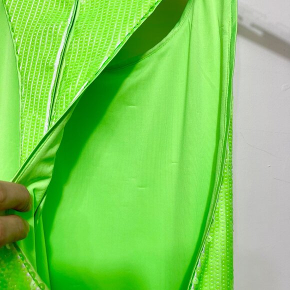 New ROTATE Sleeveless Sequin-embellished Cocktail minidress in Green Size 12 - Picture 12 of 16